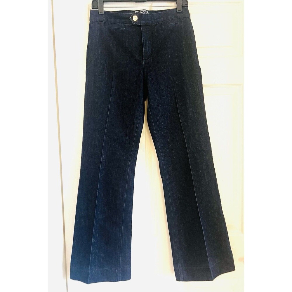 NYDJ Sz 6 Sparkle Dark Wash Flare Jeans Lift Tuck Denim Quiet Luxury Office EUC